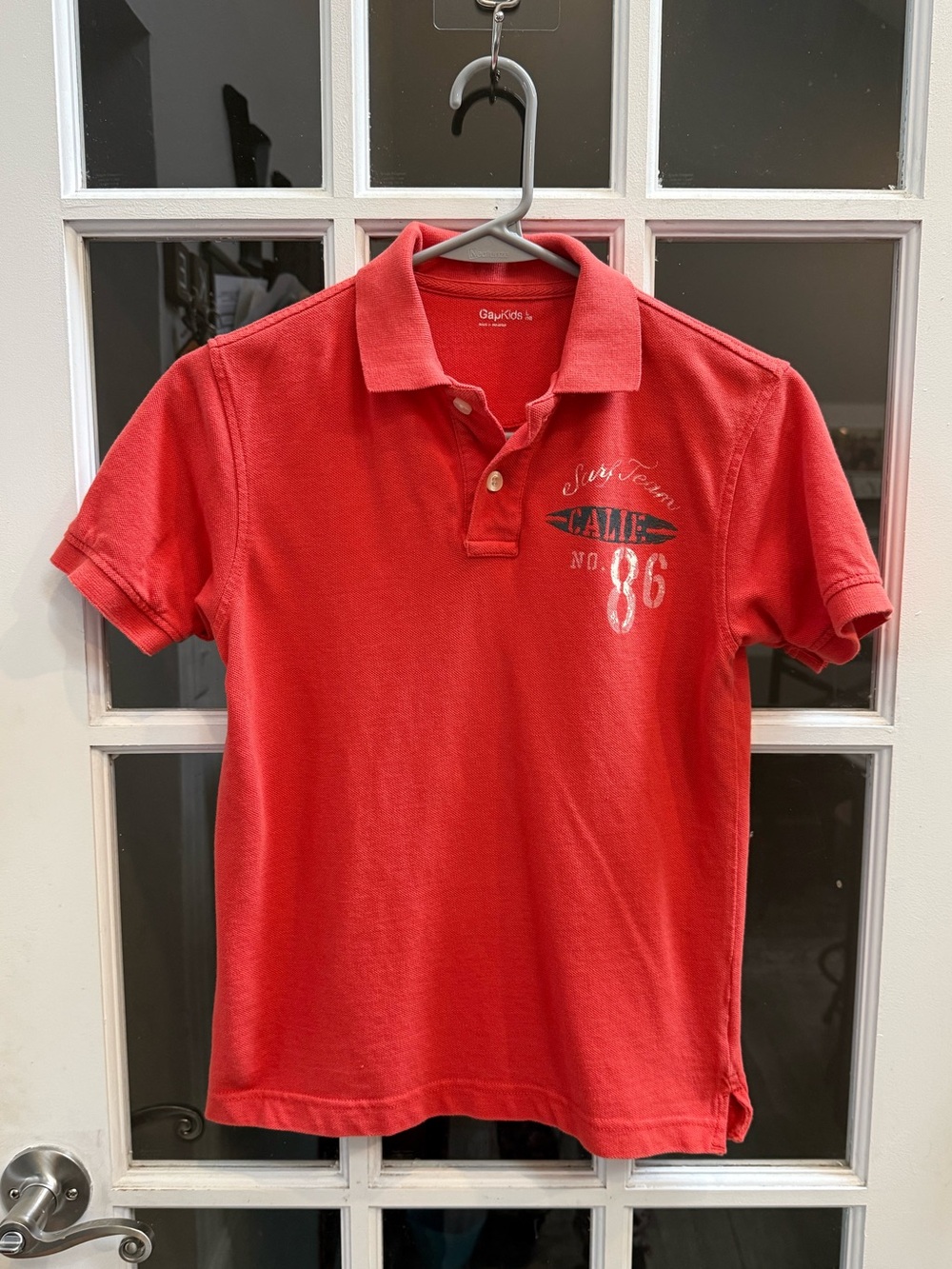 GAP Kids Red Polo with Chest Graphic